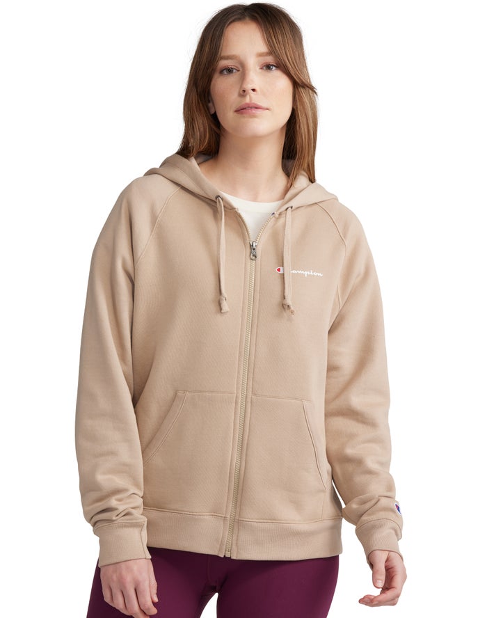 Champion Hoodie Dames - Khaki - Powerblend Fleece Full Zip ( 846137-GXO )